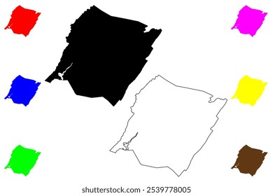 Bath County, Commonwealth da Virgínia (EUA, Estados Unidos da América, EUA, EUA) mapa ilustração vetorial, esboço de rabisco Mapa de Bath