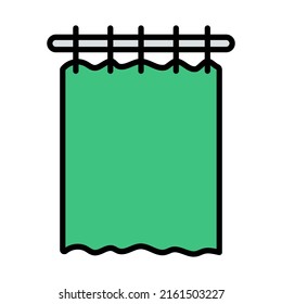 Bath Curtain Icon. Editable Bold Outline With Color Fill Design. Vector Illustration.