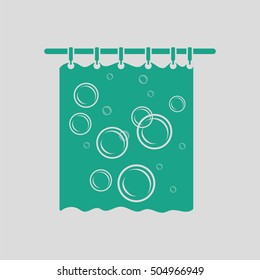 Bath curtain icon. Gray background with green. Vector illustration.