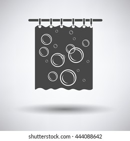 Bath curtain icon on gray background, round shadow. Vector illustration.