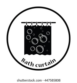 Bath curtain icon. Thin circle design. Vector illustration.