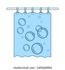 Bath Vorhang Symbol. Einfach mit dem Design der blauen Füllung übereinstimmen. Vektorgrafik.