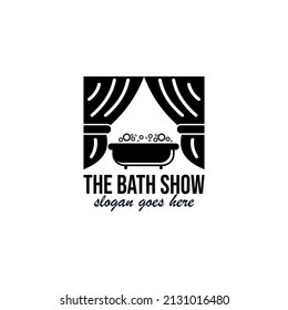 Bath with curtain logo design