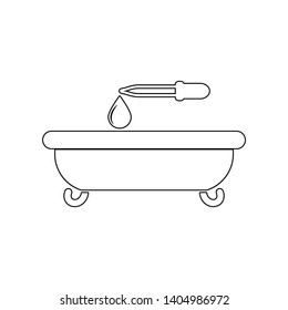 bath and a drop of oil with a pipette icon. Element of Spa for mobile concept and web apps icon. Outline, thin line icon for website design and development, app 