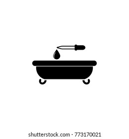 bath and a drop of oil with a pipette icon. Spa icon. Element relaxation and rest icon on white background