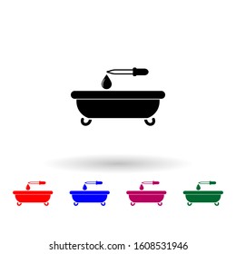 Bath and a drop of oil with a pipette multi color icon. Simple glyph, flat vector of spa icons for ui and ux, website or mobile application