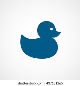 Bath Duck Blue Flat Icon On White Background