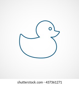 Bath Duck Blue Line Icon On White Background