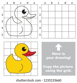 Bath duck, the educational game with simple game level. Copy the picture.