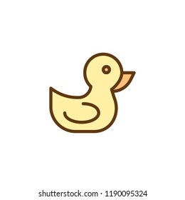 Bath Duck filled outline icon, line vector sign, linear colorful pictogram isolated on white. Rubber duck symbol, logo illustration. Pixel perfect vector graphics
