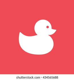 Bath Duck Flat Icon On Red Background