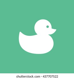 Bath Duck Flat Icon On Green Background
