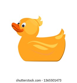 Bath duck flat icon. Toy, duckling, bathtub. Bathroom concept. Vector illustration can be used for topics like childhood, animals, nursery