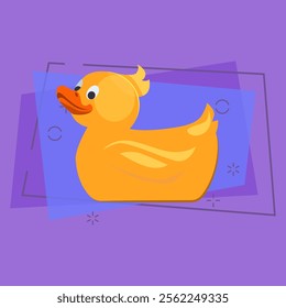 Bath duck flat illustration. Toy, duckling, bathtub. Bathroom concept. Vector illustration can be used for topics like childhood, animals, nursery