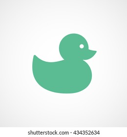 Bath Duck Green Flat Icon On White Background