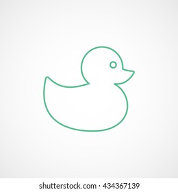 Bath Duck Green Line Icon On White Background