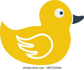 Bath Duck Icon. Flat Color Design. Vector Illustration.