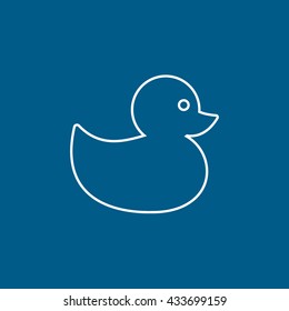 Bath Duck Icon On Blue Background