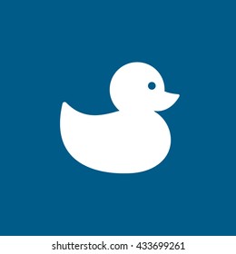 Bath Duck Icon On Blue Background