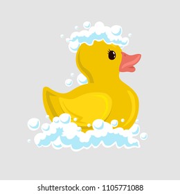 Bath duck icon with duck on white background vector illustration