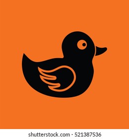 Bath duck icon. Orange background with black. Vector illustration.