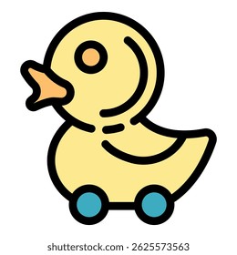 Icono de pato de baño. Esquema de Vector de pato de baño de color plano aislado