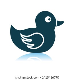 Bath Duck Icon. Shadow Reflection Design. Vector Illustration.
