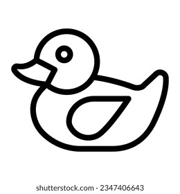 Icono de la línea del pato de baño, concepto de juguetes para niños, señalización del pato de caucho sobre fondo blanco, juguete de goma para icono de baño en diseño web de concepto móvil estilo contorno. Gráficos vectoriales.