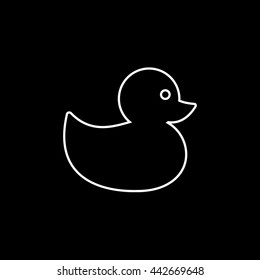 Bath Duck Line Icon On Black Background