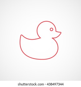 Bath Duck Red Line Icon On White Background
