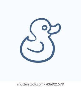 Icono de esbozo del vector del pato de baño aislado en el fondo. Icono del pato de baño dibujado a mano. Icono de boceto de patos de baño para infografía, sitio web o aplicación.