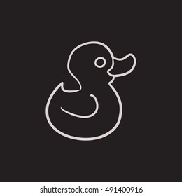 Ícone de esboço de vetor de pato de banho isolado no plano de fundo. Ícone de pato Bath desenhado à mão. Ícone de esboço de pato de banho para infográfico, site ou aplicativo.