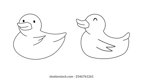 Bath ducks in doodle style. Vector illustration. 