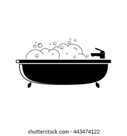 bath filled with water and foam vector icon for web and mobile. flat style.