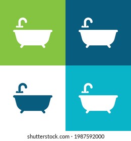 Bath Flat four color minimal icon set