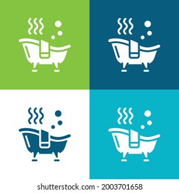 Bath Flat four color minimal icon set