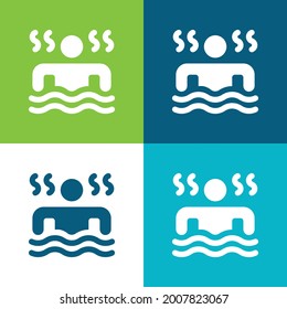 Bath Flat four color minimal icon set