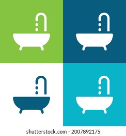 Bath Flat four color minimal icon set