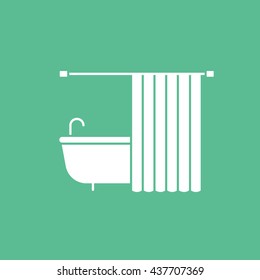 Bath Flat Icon On Green Background
