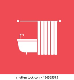 Bath Flat Icon On Red Background