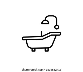 Icono plano de baño. Símbolo de esquema único de alta calidad para diseño web o aplicación móvil.  Señales de línea delgada para el logotipo de diseño, tarjeta de visita, etc. Pictograma de esquema EPS10