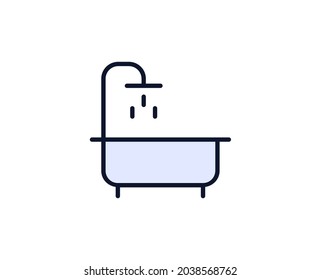 Bath flat icon. Single high quality outline symbol for web design or mobile app.  House thin line signs for design logo, visit card, etc. Outline pictogram EPS10