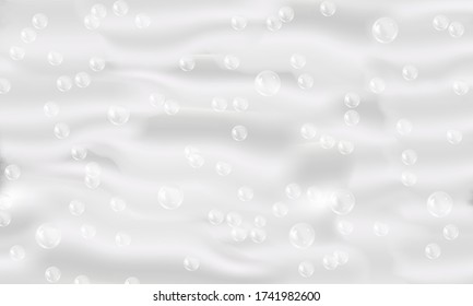 Fondo de espuma de baño. La textura de burbujas de champú.Champú espumoso e ilustración vectorial de la bañera.
