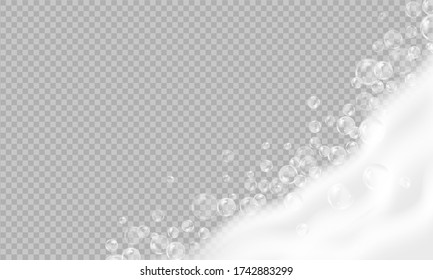 Bath foam background. Shampoo bubbles texture.Sparkling shampoo and bath lather vector illustration.