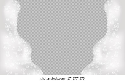 Bath foam background. Shampoo bubbles texture.Sparkling shampoo and bath lather vector illustration.