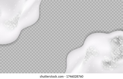 Bath Foam Background. Shampoo Bubbles Texture.Sparkling Shampoo And Bath Lather Vector Illustration.