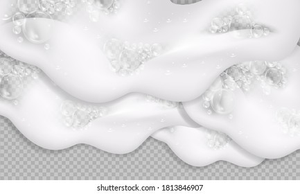 Bath Foam Background. Shampoo Bubbles Texture.Sparkling Shampoo And Bath Lather Vector Illustration.