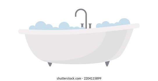 Bath with foam Bathroom Interior icon. Vector illustration
