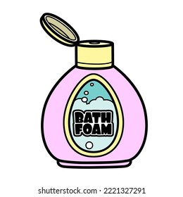 Bath foam bottle color variation on white background