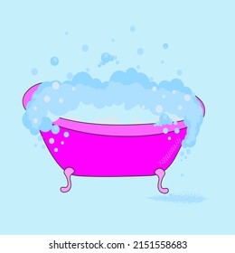
Bath with foam bubbles. Internal illustration.
